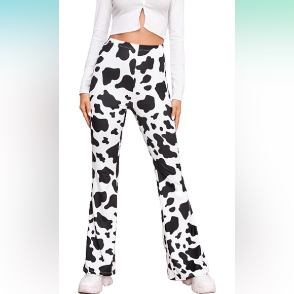 NWT SOLY HUX High Waisted Flare Leggings Cow Print - Size S - Picture 4 of 5